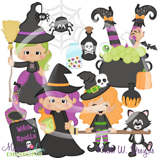 Halloween Witches SVG Cutting Files/Paper Piecing +Clipart - Click Image to Close